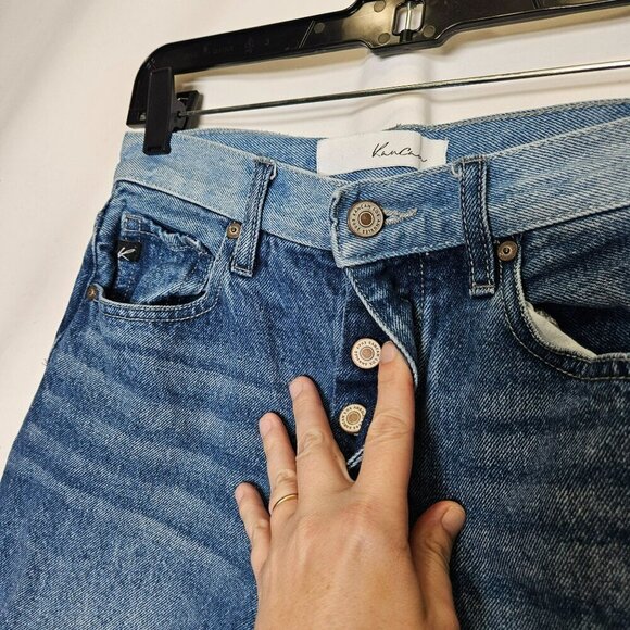 Kancan Women's High-Rise Patchwork Jeans Straight Leg Blue Size 1/24 - Picture 3 of 12